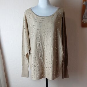 NWT Cable & Gauge Beige Sweater with Golden Accents